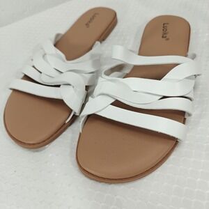 Luoika White Strappy Slip On Sandals Womens 9XW